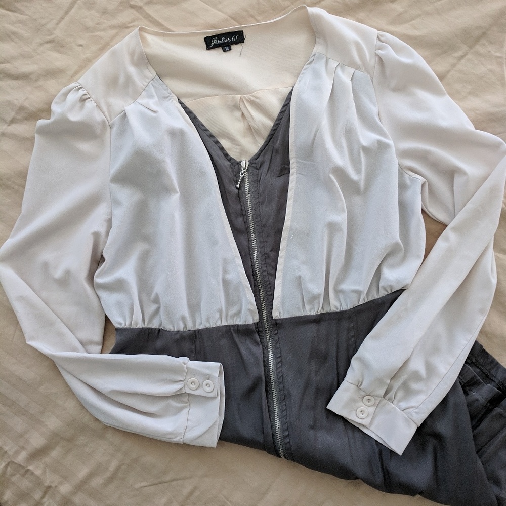 Cream and gray dress